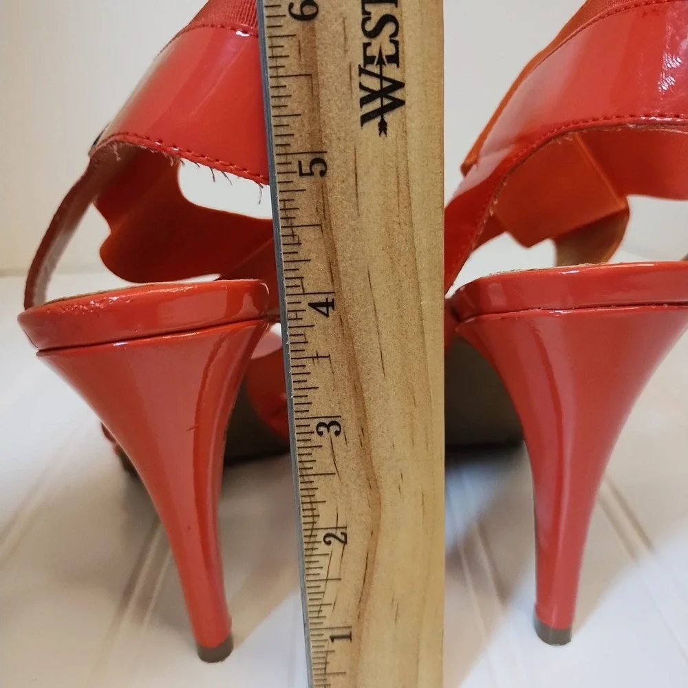 Liz Claiborne Coral Orange Open‎ Toe Platform Stiletto Sandals Womens 8M Strappy